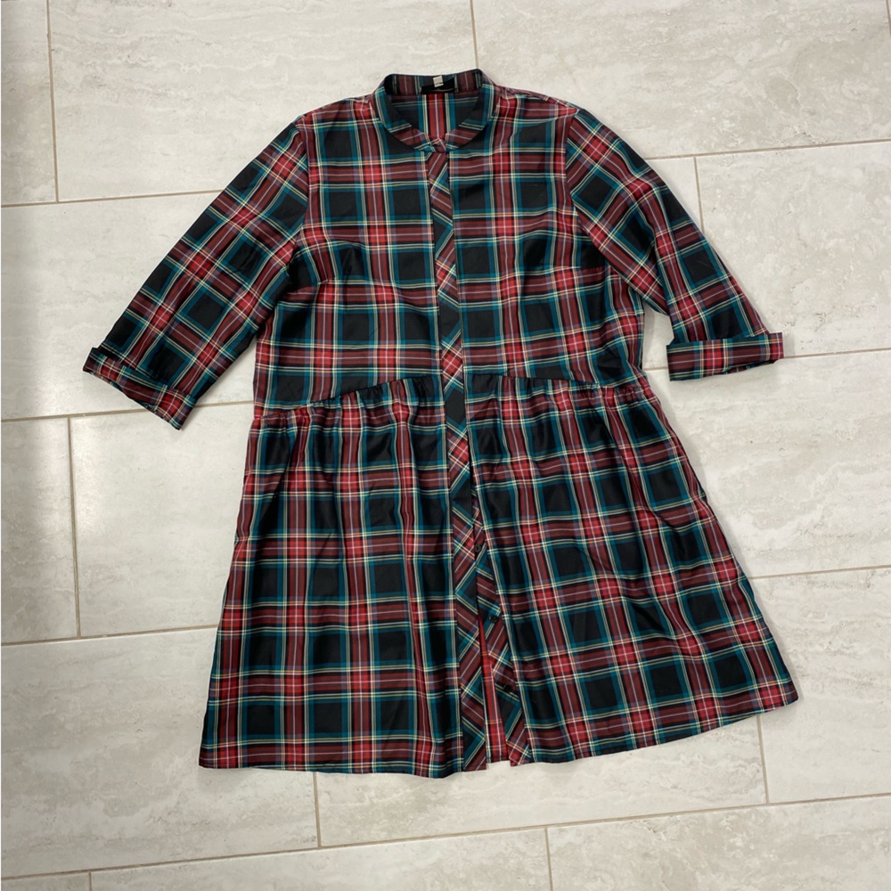 Tuckernuck plaid Royal shirt dress